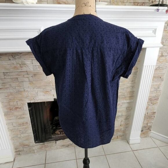 J. Crew navy blue eyelet blouse size small - Picture 4 of 6